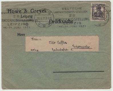 Alter Briefumschlag - Schriftstück, Leipzig nach Eisenach, 1921