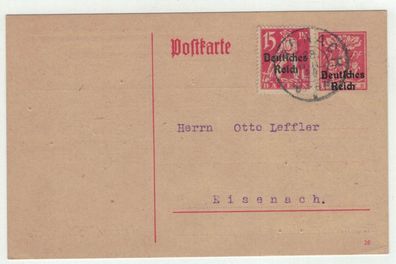 Alte Postkarte - Schriftstück Deutsches Reich Kronach nach Eisenach, 1920