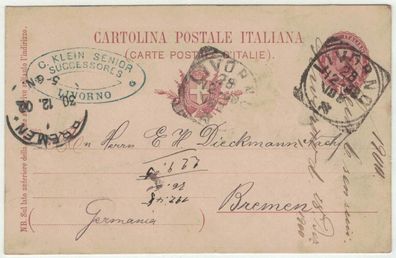 Alte Postkarte - Ansichtskarte Livorno, Italien -- Bremen, 1900