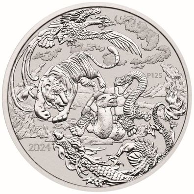 Australian "Chinese Myth & Legends" Four Guardians 1oz Silbermünze 2024