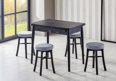 Esszimmer Set Hochwertig Garnitur Tisch 4X Stühle Design Modern Schwarz Möbel