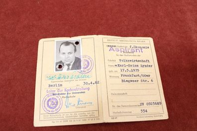 DDR Studentenausweis Hochschule f. Ökonomie, W301.2#34