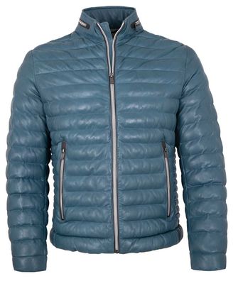 Milestone - Herren Lederjacke Steppjacke Lammnappa himmelblau