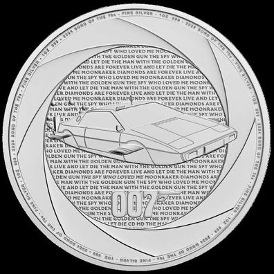 25 x 1oz James Bond - 6 Jahrzehnte 007 - "Wet Nellie" Silbermünze 2024