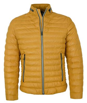 Milestone - Herren Lederjacke Steppjacke Lammnappa gebranntes gelb