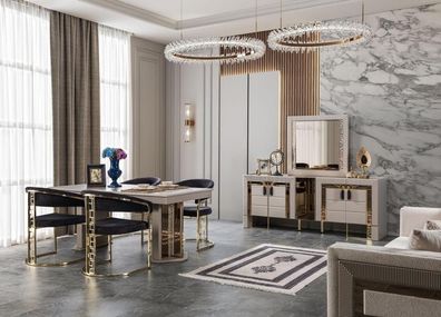 Esszimmer Set Hochwertig Garnitur Tisch 4X Stühle Design Modern Sideboard
