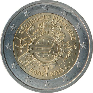 Frankreich 2 Euro 2012 - Einfü?hrung Euro-Bargeld*