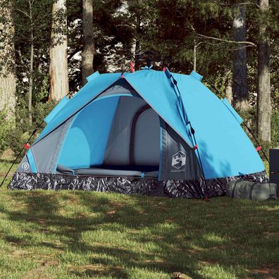 vidaXL Kuppel-Campingzelt 3 Personen Blau Quick Release