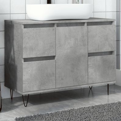 vidaXL Badschrank Betongrau 80x33x60 cm Holzwerkstoff