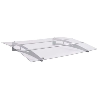 vidaXL Türvordach Silbern und Transparent 150x90 cm PET