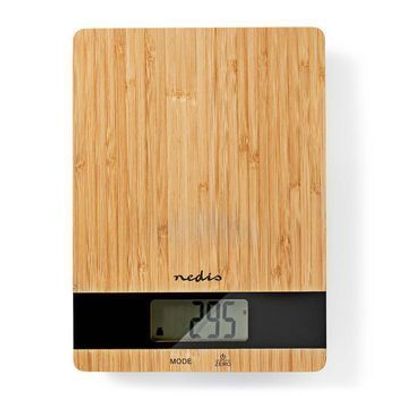 NEDIS Küchenwaage bis 5kg 1g Teilung Tara LCD Holz KASC600WD