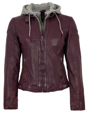 Gipsy - Damen Lederjacke Lammnappa Kapuze purple