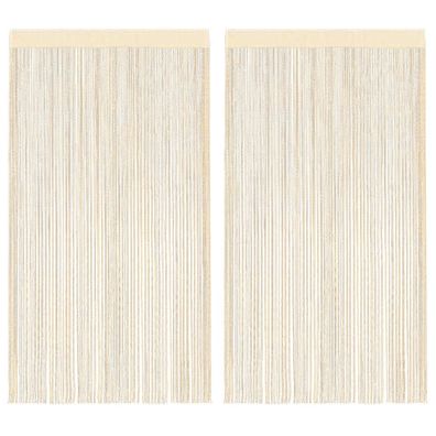 vidaXL Fadenvorhänge 2 Stk. 140 x 250 cm Cremefarben