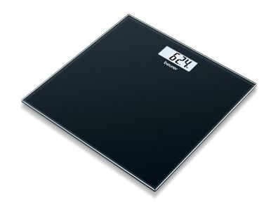 BEURER Personenwaage b.180kg 100g Teil Glas LCD-Anzeige sw GS 10 Schwarz