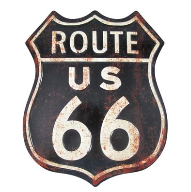 Blechschild, Reklameschild, Route 66 Wappen Straßenschild, Schild 50x40 cm