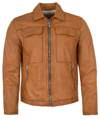 Milestone - Herren Lederjacke Lammnappa gebranntes orange