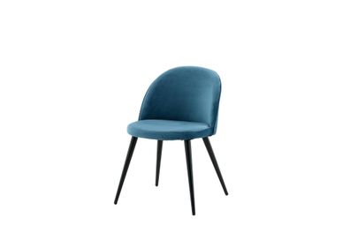 Furnlux Dining Room Chair Velvet Blue & Black 50cm