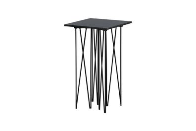 Furnlux Side Table Stone Marble Black & Black 40cm