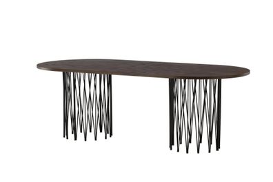 Furnlux Dining Table Stone Walnut & Black 100cm