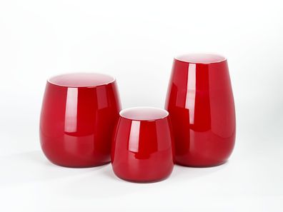 Lambert Pisano Vase mittel Überfangglas rot, H 24 cm, D 25 cm 16958