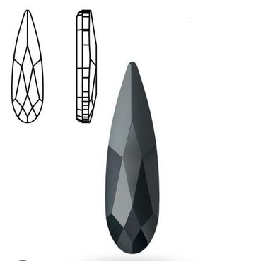 Swarovski® Flatback Hotfix Raindrop Jet 14x3.9mm