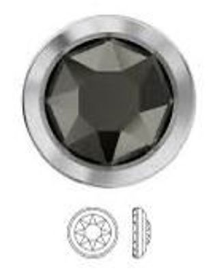 Swarovski® Flatback Hotfix Ringed Jet Hematite Silver Ring SS34