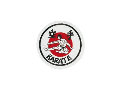 Stickabzeichen Karate weiß/rot