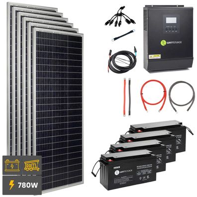 ProAutark 780Wp/3000AC Solar-Komplettpaket 24 V Inselsystem