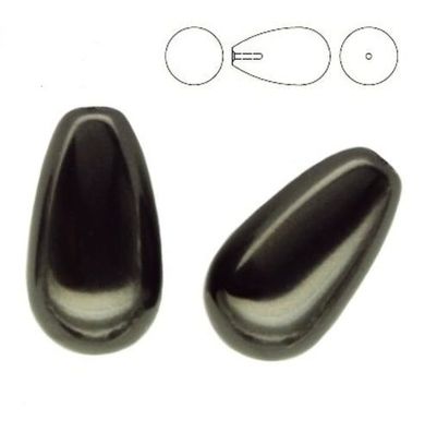 Swarovski® Pearls Drop Pearl Half-Drilled Black Pearl 11.5x6mm