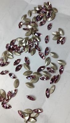 Swarovski® Fancy Vintage Navette Antique Pink Silver Foiled 10x5mm