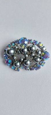 8981 Vintage Brosche made mit Swarovski Kristallen 40x25mm