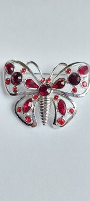 8982 Vintage Butterfly Brosche made mit Swarovski Kristallen 50x36mm