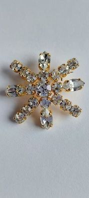 8971 Vintage Snowflake Brosche made with Swarovski Kristallen 30mm