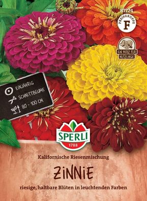 Zinniensamen Kalifornische Riesenmischung, haltbare Blüten - Schnittblume