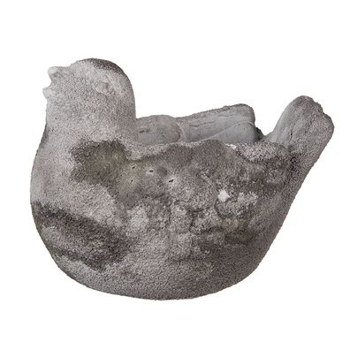 Clayre & Eef Blumentopf Vogel 18x12x13 cm Grau Stein (Gr. 18x12x13 cm)
