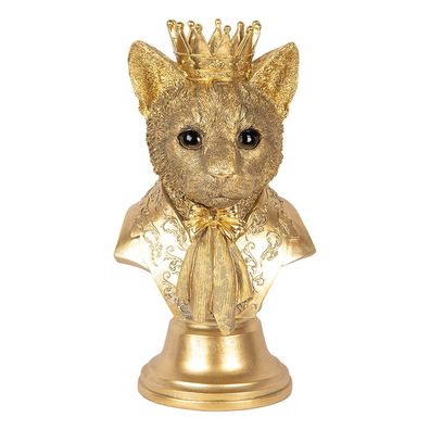 Clayre & Eef Dekorationsfigur Katze 37 cm Goldfarbig Kunststoff (Gr. 20x19x37 cm)