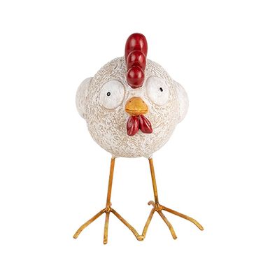 Clayre & Eef Dekorationsfigur Huhn 15 cm Weiß Kunststoff (Gr. 14x9x15 cm)