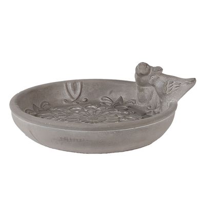 Clayre & Eef Vogelfutterbehälter 25x24x9 cm Grau Stein Vögel (Gr. 25x24x9 cm)