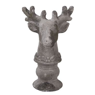 Clayre & Eef Dekorationsfigur Hirsch 17x14x26 cm Grau Stein (Gr. 17x14x26 cm)