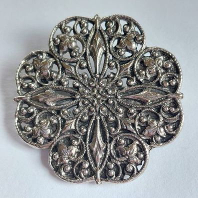 Vintage Filigren Fleur de Lis Trachten Brosche 40mm