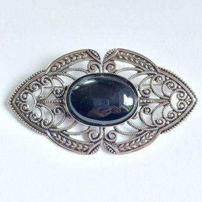 Vintage Filigrane Cabochon Trachten Brosche 67mm