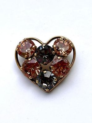 8442 Vintage Herz Swarovski Kristallen Brosche 30mm