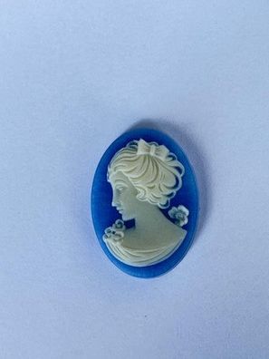 5764 Vintage Camee Cabochon Blau 25mm