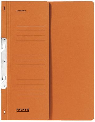 Falken 80000755 Einhakhefter A4 1/2 Vorderdeckel kfm. Heftung, orange, Manilakarto