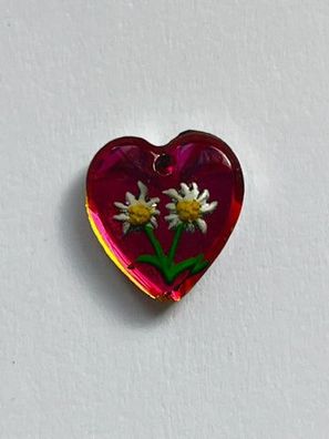 1086 Vintage Kristall Herz geprägter Cabochon 11mm