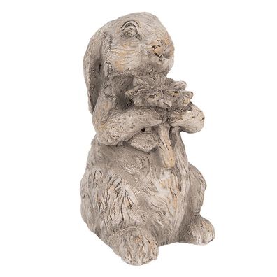 Clayre & Eef Dekorationsfigur Kaninchen 15 cm Grau Stein (Gr. 10x9x15 cm)