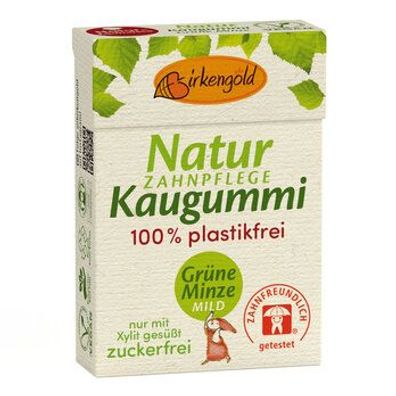 Birkengold 6x Birkengold Zahnpflege Natur Kaugummi Grüne Minze Mild 20 Stk. 28g