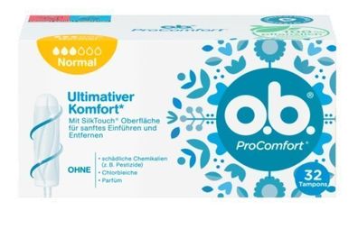 O.b. Normal Tampons, 32er Pack - Für zusätzlichen Komfort & hohe Saugfähigkeit