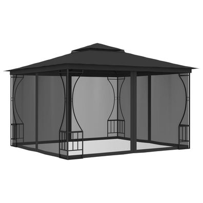 vidaXL Pavillon mit Netz 300x300x265 cm Anthrazit