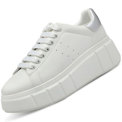 Tamaris Damen Plateau Sneaker White/Silver 1-23743-41/1A1